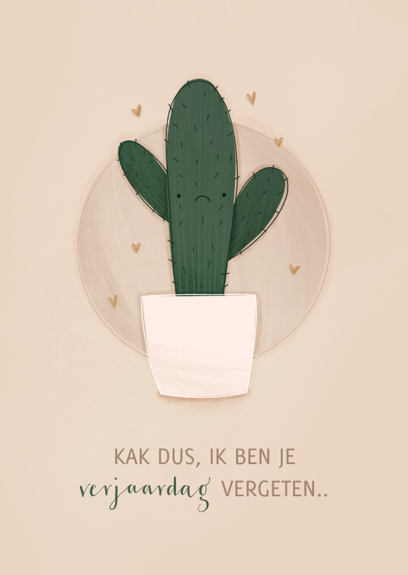 Verjaardagskaarten - Verjaardagskaart cactus kak dus te laat