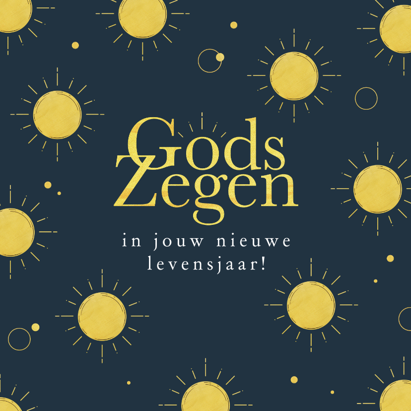 Verjaardagskaarten - Verjaardagskaart christelijk zonnetjes Gods zegen 