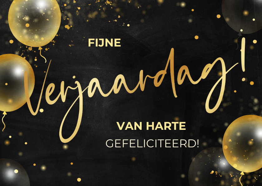 Verjaardagskaarten - Verjaardagskaart feestelijk met gouden ballonnen