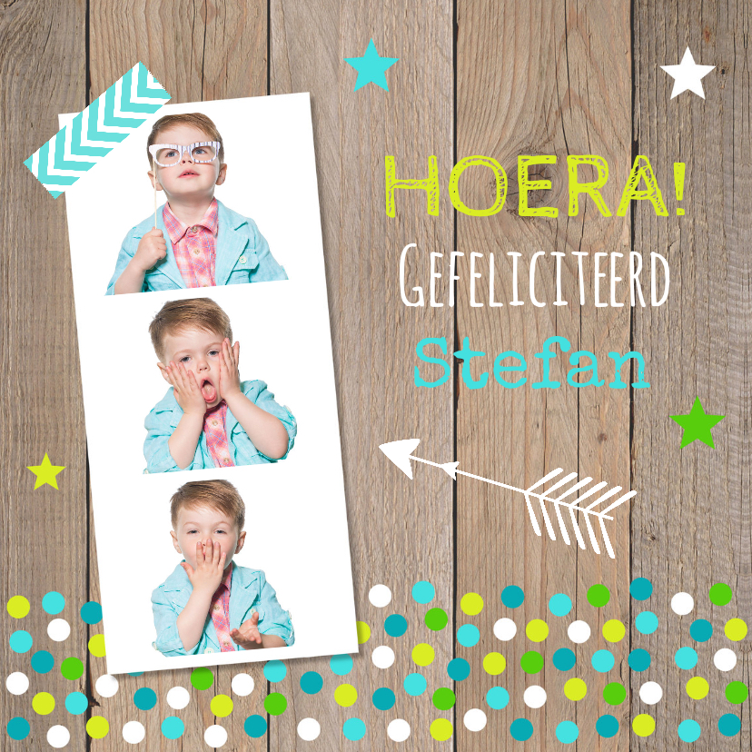 Verjaardagskaarten - Verjaardagskaart fotocollage jongen confetti