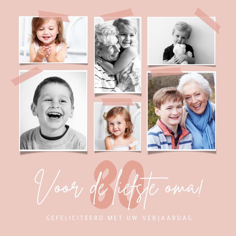 Verjaardagskaarten - Verjaardagskaart fotocollage stijlvol oma gefeliciteerd