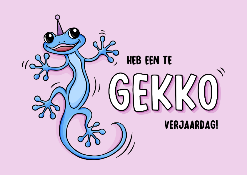 Verjaardagskaarten - Verjaardagskaart gekko cartoon grappig