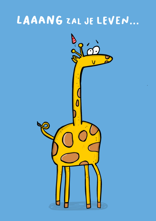 Verjaardagskaarten - Verjaardagskaart giraffe laaaaang zal je leven!