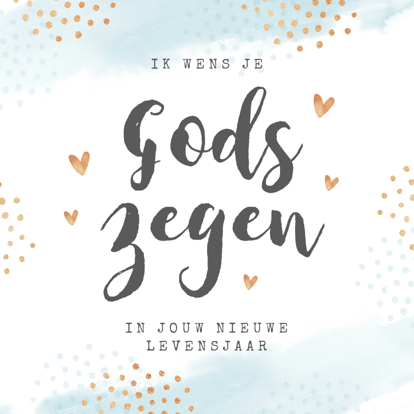 Verjaardagskaarten - Verjaardagskaart gods zegen gefeliciteerd hartjes liefde