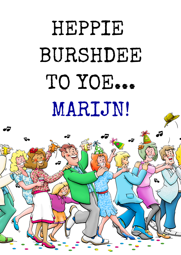 Verjaardagskaarten - Verjaardagskaart grappig Happy Burshdee To Yoe polonaise