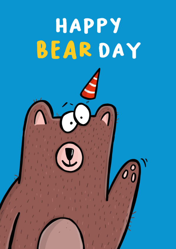 Verjaardagskaarten - Verjaardagskaart happy bear day card!