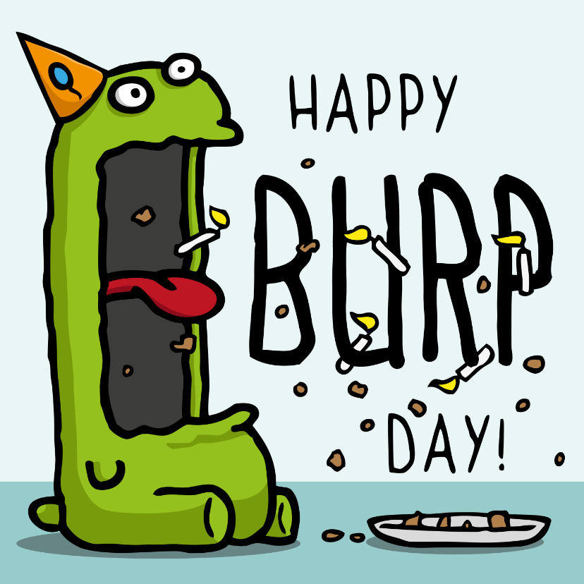 Verjaardagskaarten - Verjaardagskaart Happy BURP-day