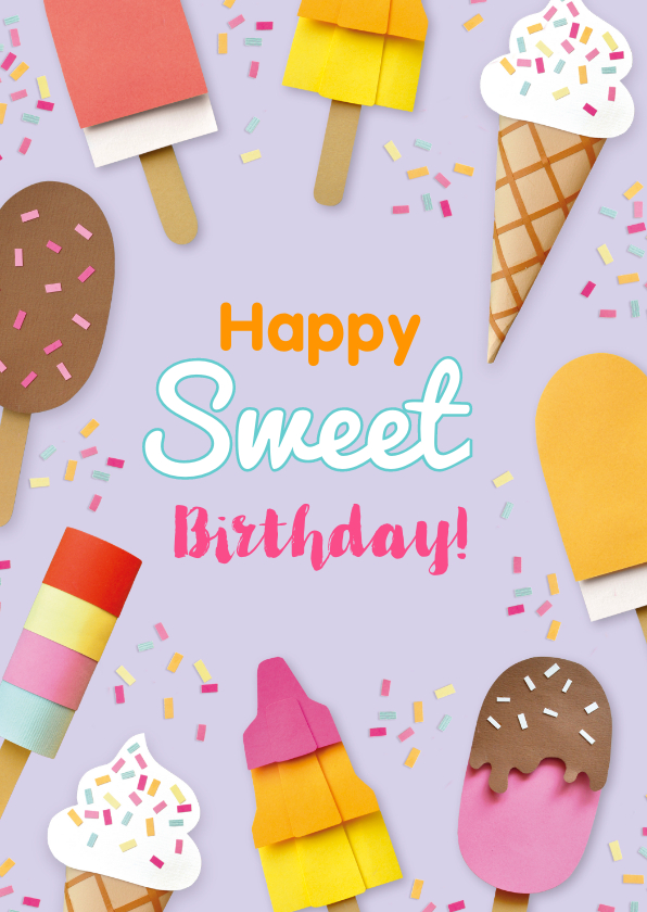 Verjaardagskaarten - Verjaardagskaart happy sweet birthday