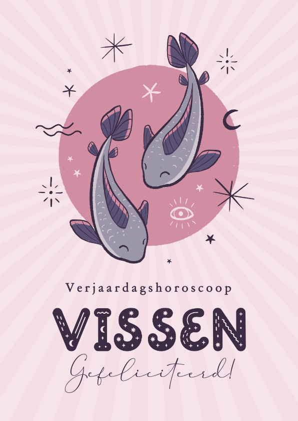 Verjaardagskaarten - Verjaardagskaart horoscoop vissen spiritueel zodiac sign