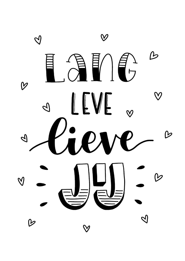 Verjaardagskaarten - Verjaardagskaart - Lang leve lieve jij handlettering