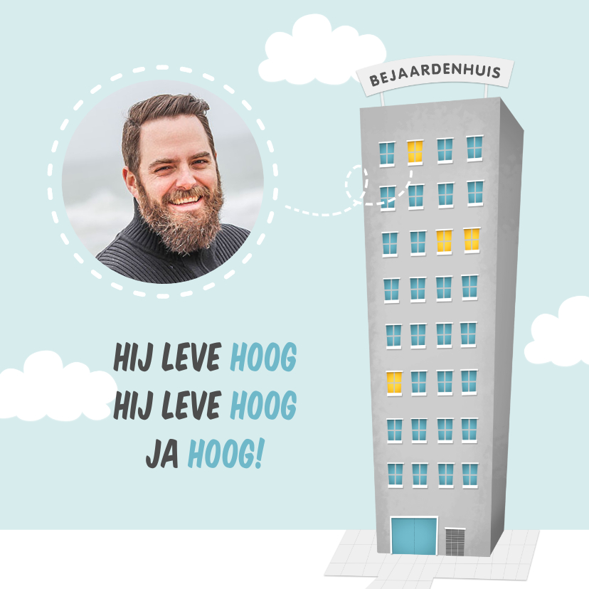 Verjaardagskaarten - Verjaardagskaart man humor bejaardenhuis foto