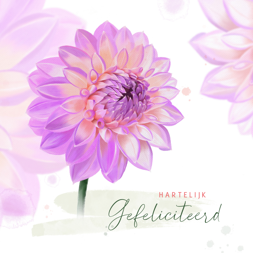 Verjaardagskaarten - Verjaardagskaart met dahlia