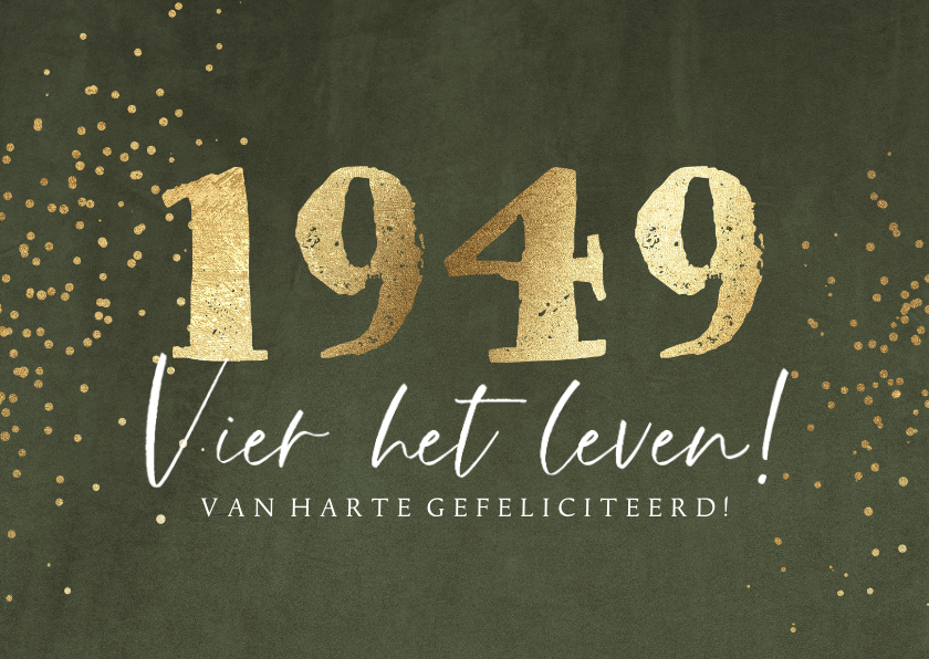 Verjaardagskaarten - Verjaardagskaart met groot jaartal in goud op velvet groen