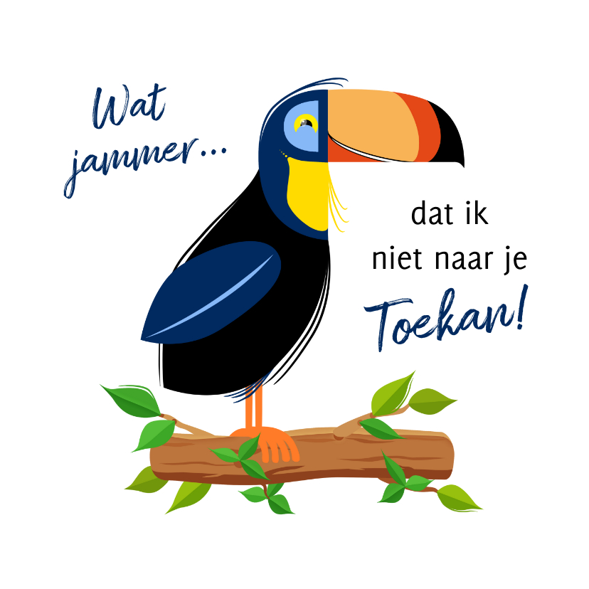 Verjaardagskaarten - Verjaardagskaart met tekening van een toekan op tak