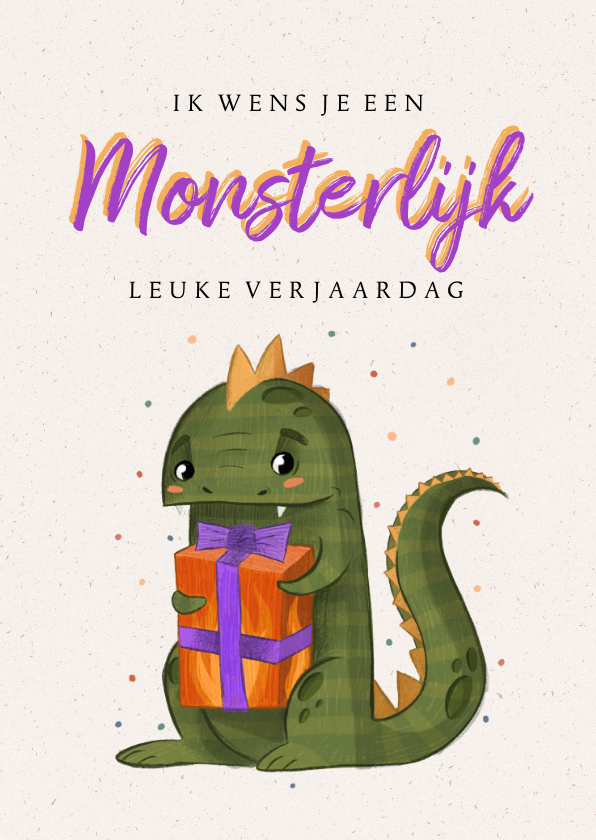 Verjaardagskaarten - Verjaardagskaart monsterlijke verjaardagskaart dino