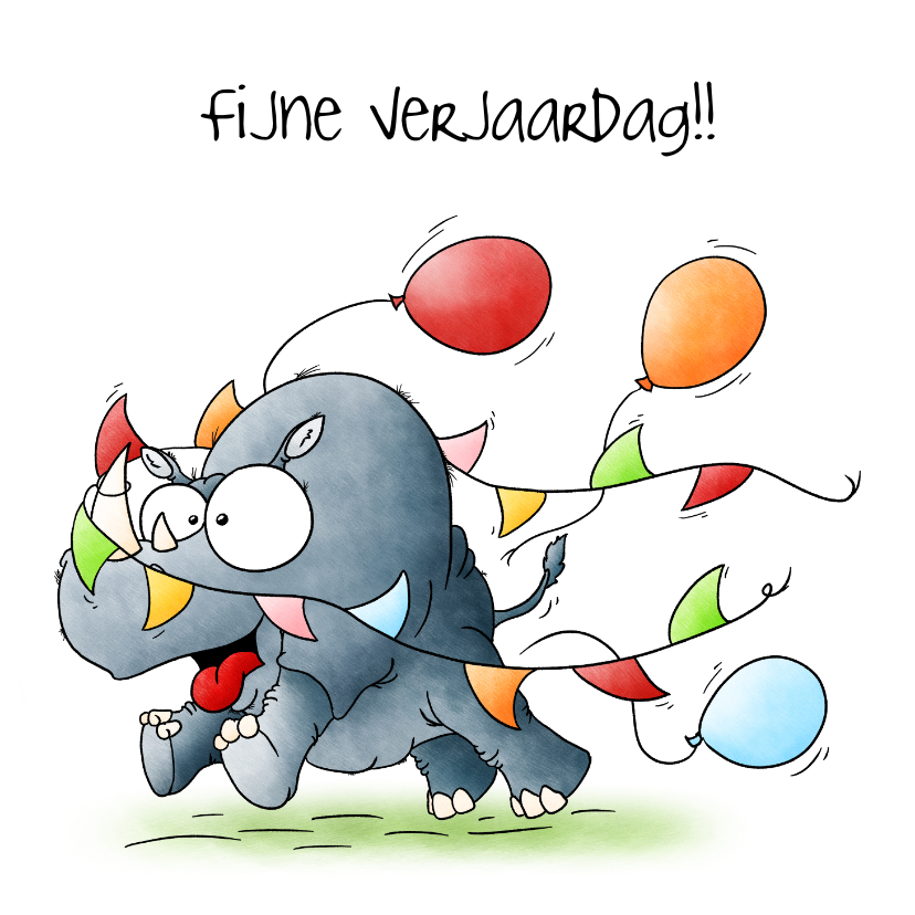 Verjaardagskaarten - Verjaardagskaart neushoorn fijne verjaardag!