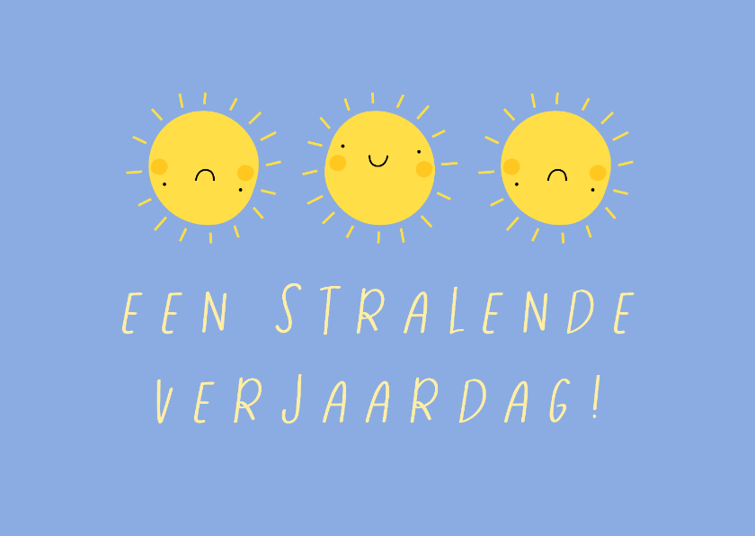 Verjaardagskaarten - Verjaardagskaart smiley zonnetjes stralende verjaardag 