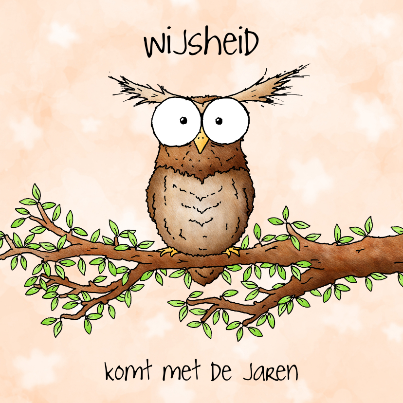 Verjaardagskaarten - Verjaardagskaart uil - Wijsheid komt met de jaren...