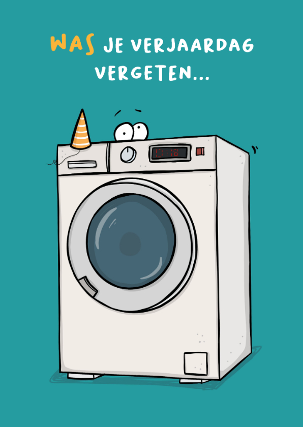 Verjaardagskaarten - Verjaardagskaart wasmachine