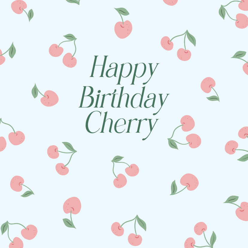 Verjaardagskaarten - Vrolijke verjaardagskaart happy birthday cherry