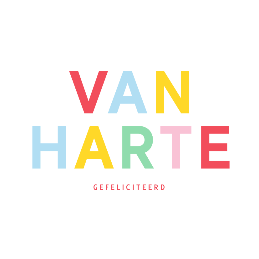 Verjaardagskaarten - Vrolijke verjaardagskaart van harte met regenboog typografie