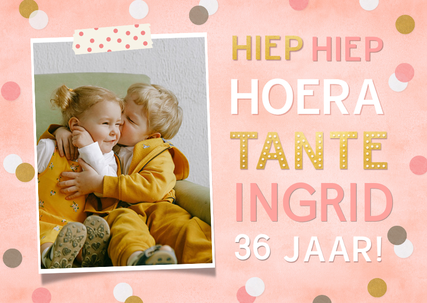 Verjaardagskaarten - Vrolijke verjaardagskaart voor een tante met eigen foto