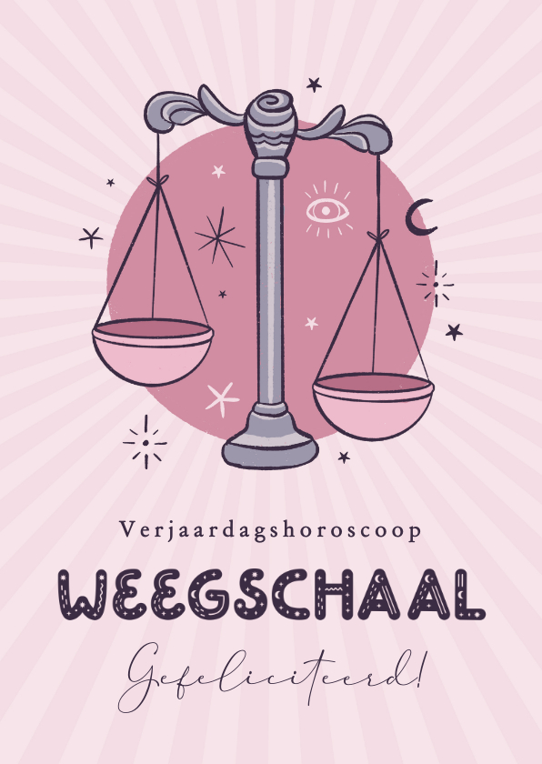 Verjaardagskaarten - Weegschaal horoscoop verjaardagskaart spiritueel zodiac