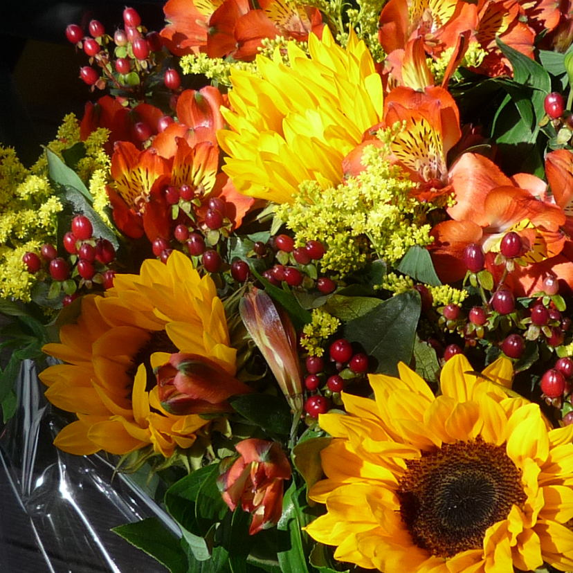 Wenskaarten - Bloemen zonnig Herfstboeket