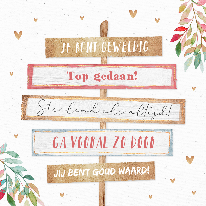 Wenskaarten - de Zonnebloem - Wenskaart complimenten geweldig, goud waard