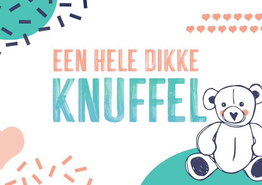 Wenskaarten - Dikke knuffel beertje en hartjes