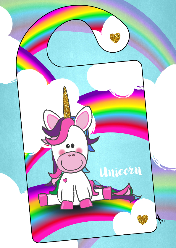 Wenskaarten - DIY deurhanger met unicorn en je eigen naam