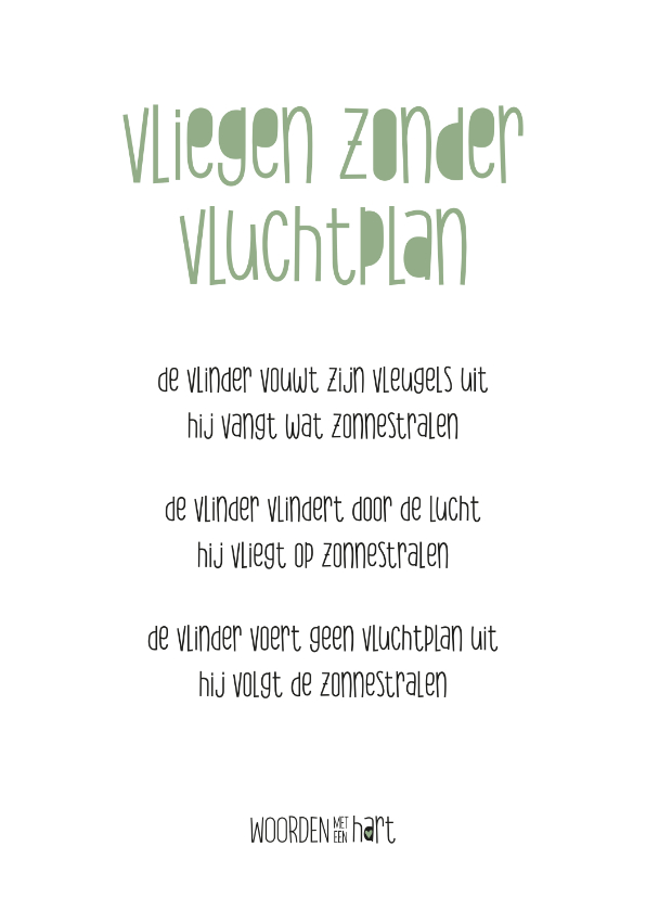 Wenskaarten - Gedichtenkaart vliegen zonder vluchtplan