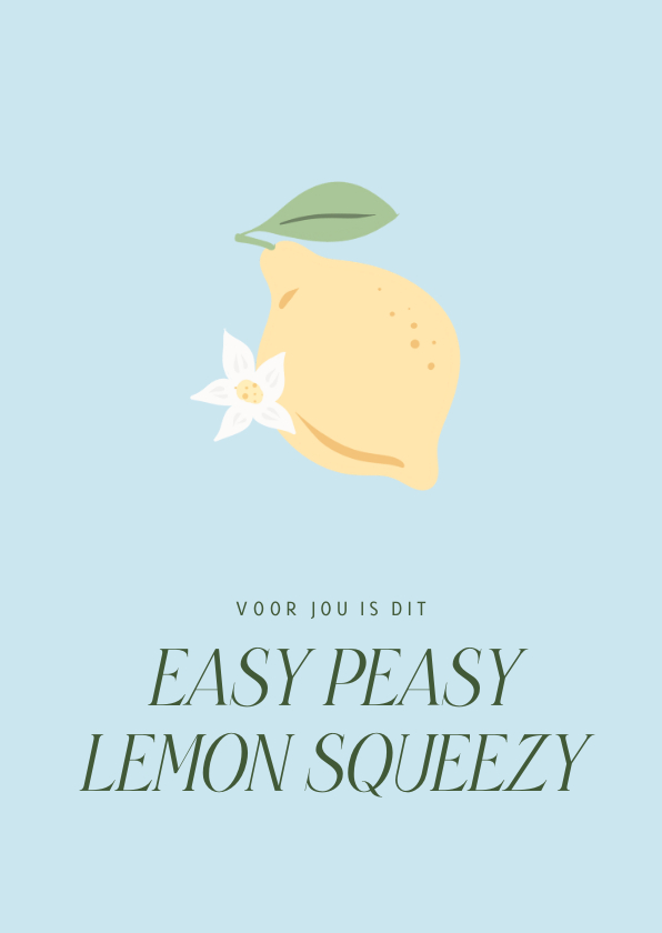 Wenskaarten - Grappige wenskaart easy peasy lemon squeezy blauw