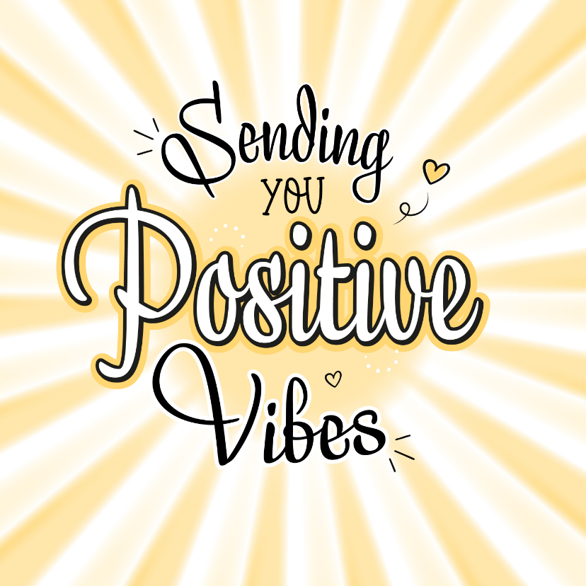 Wenskaarten - Handlettering sending you positive vibes 70's sunshine