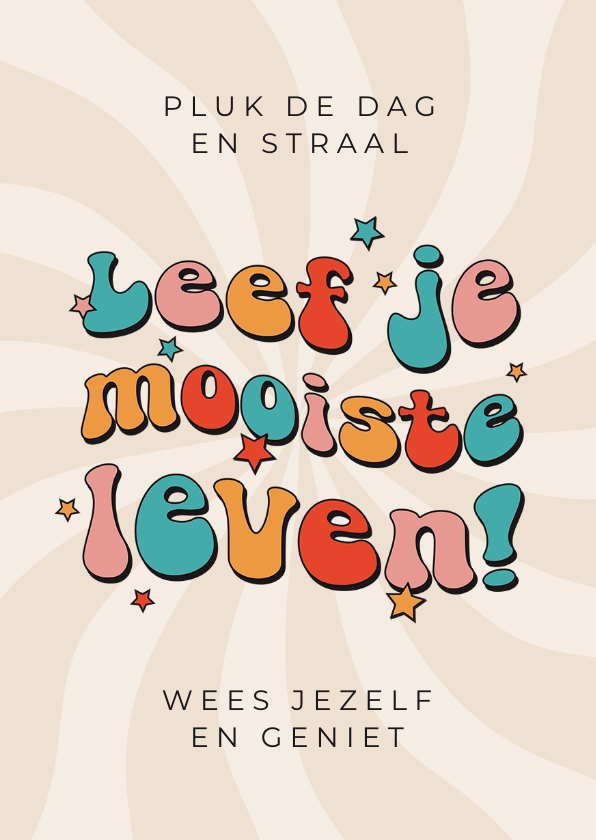 Wenskaarten - Inspirerende wenskaart groovy quote sterren