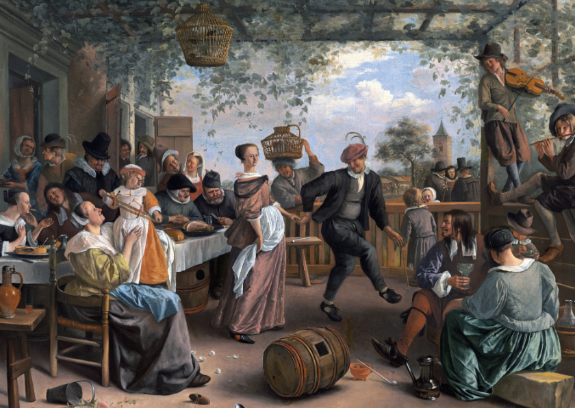 Wenskaarten - Kunstkaart van Jan Steen. Het dansende stel