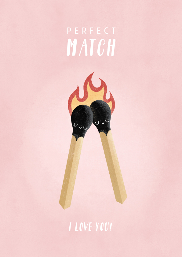 Wenskaarten - Liefdekaart illustratie lucifers 'Perfect Match'