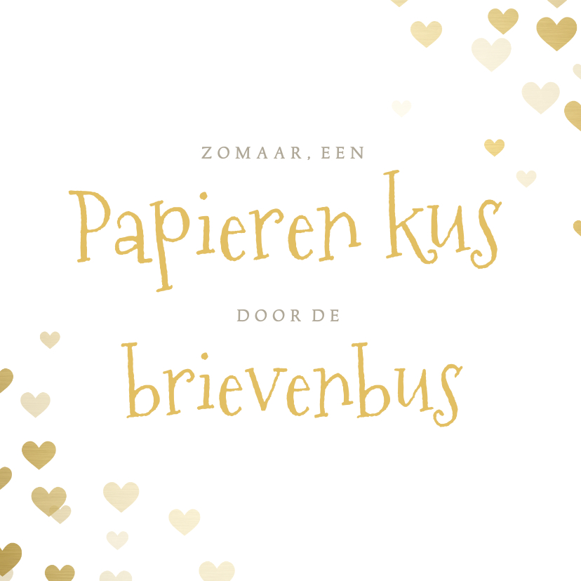 Wenskaarten - Liefdeskaart papieren kus door de brievenbus met hartjes 