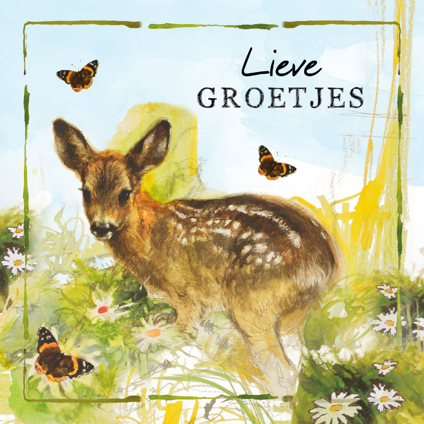 Wenskaarten - Lieve groetjes kaart met hertje