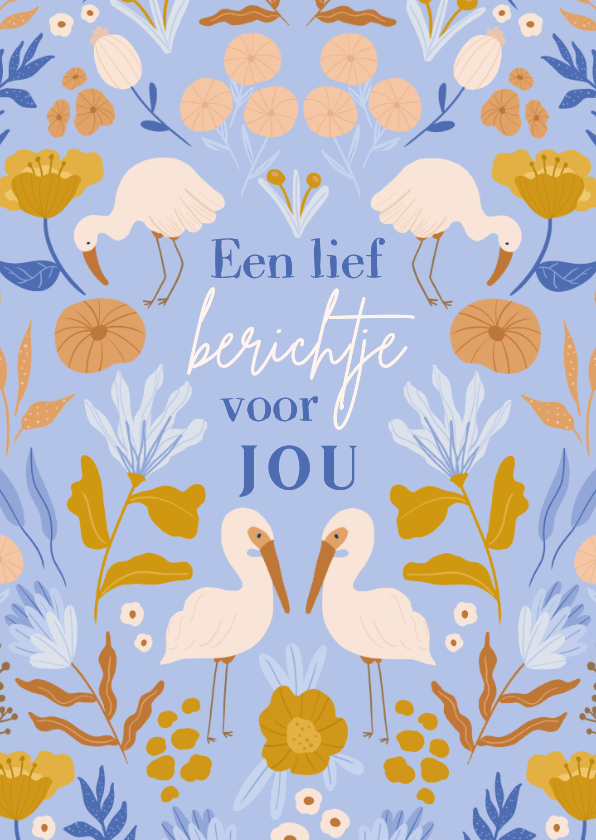 Wenskaarten - Lieve wenskaart met vogels en bloemen