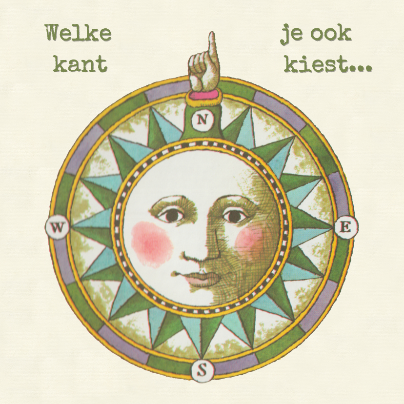 Wenskaarten - Motiverende wenskaart van een zon en een maan