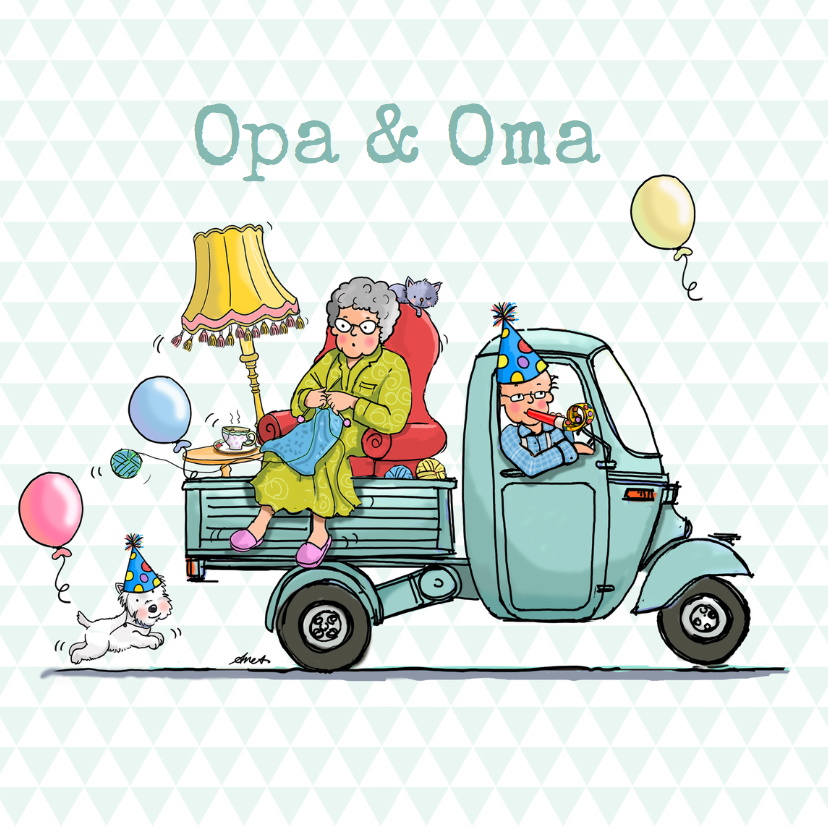 Wenskaarten - Opa en Oma  Dag Vespa Ape av