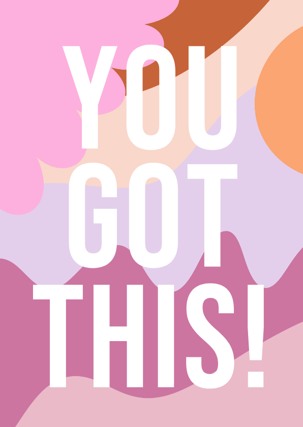 Wenskaarten - Roze trendy succeskaart you got this met abstracte vormen