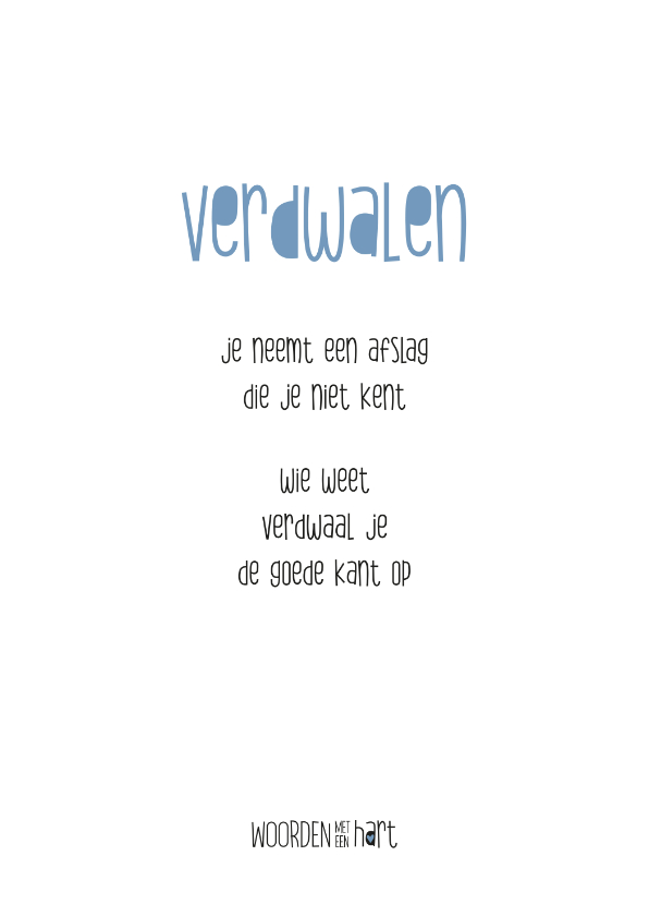 Wenskaarten - Succes gedicht verdwalen