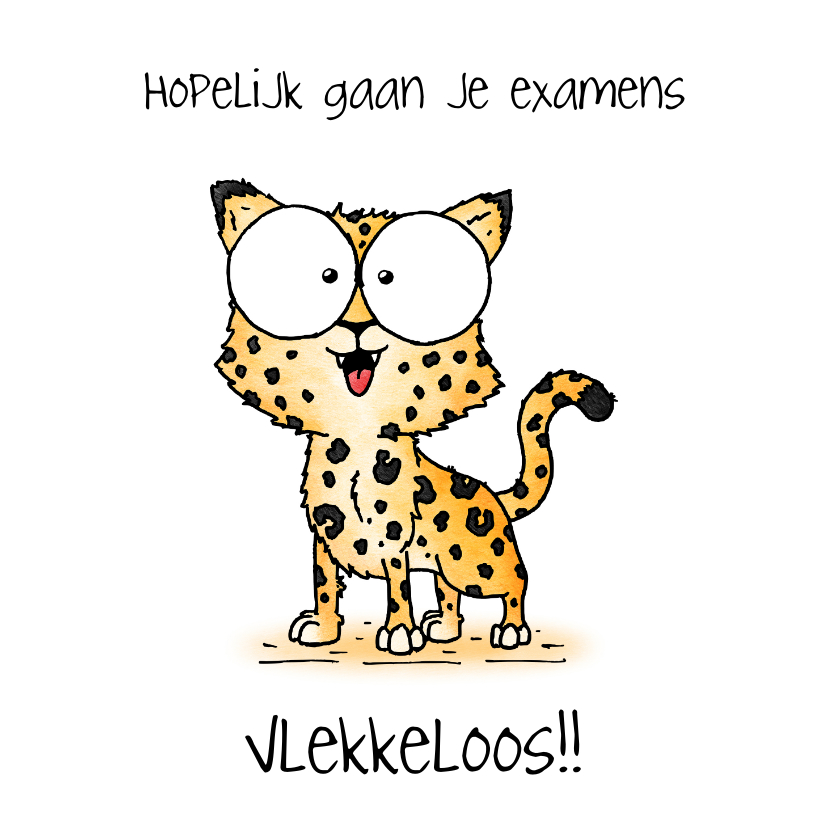 Wenskaarten - Succes kaart Luipaard - Hopelijk gaan je examens vlekkeloos!