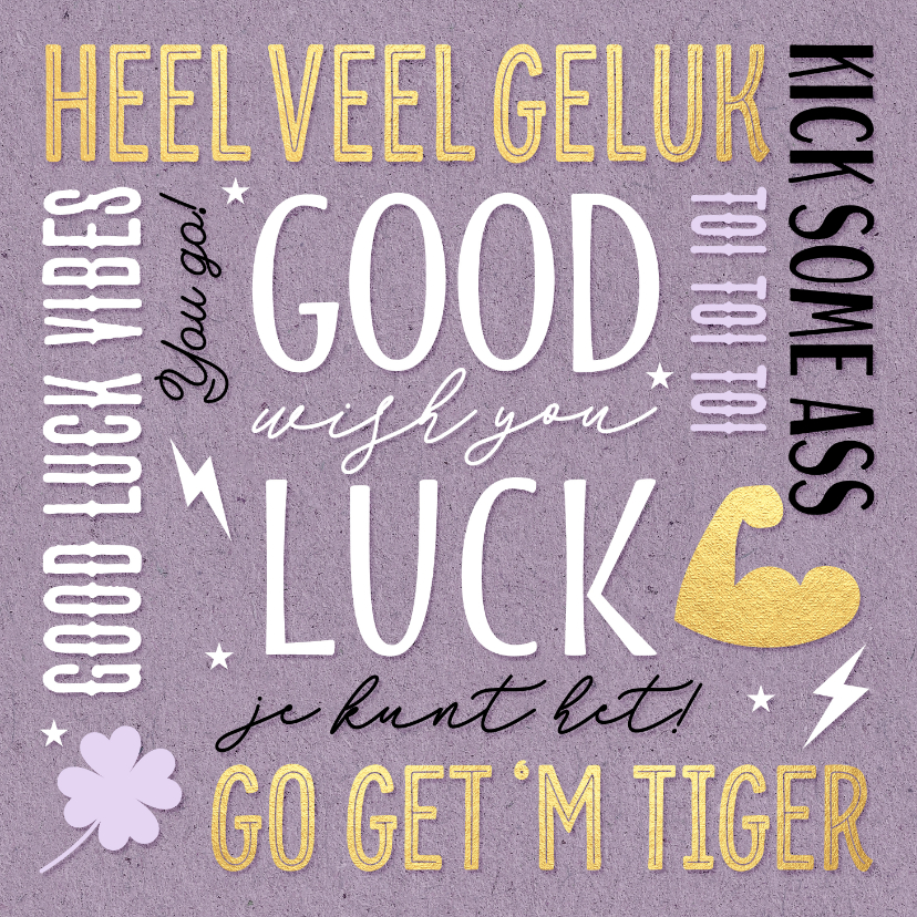 Wenskaarten - Succes wenskaart Good Luck teksten