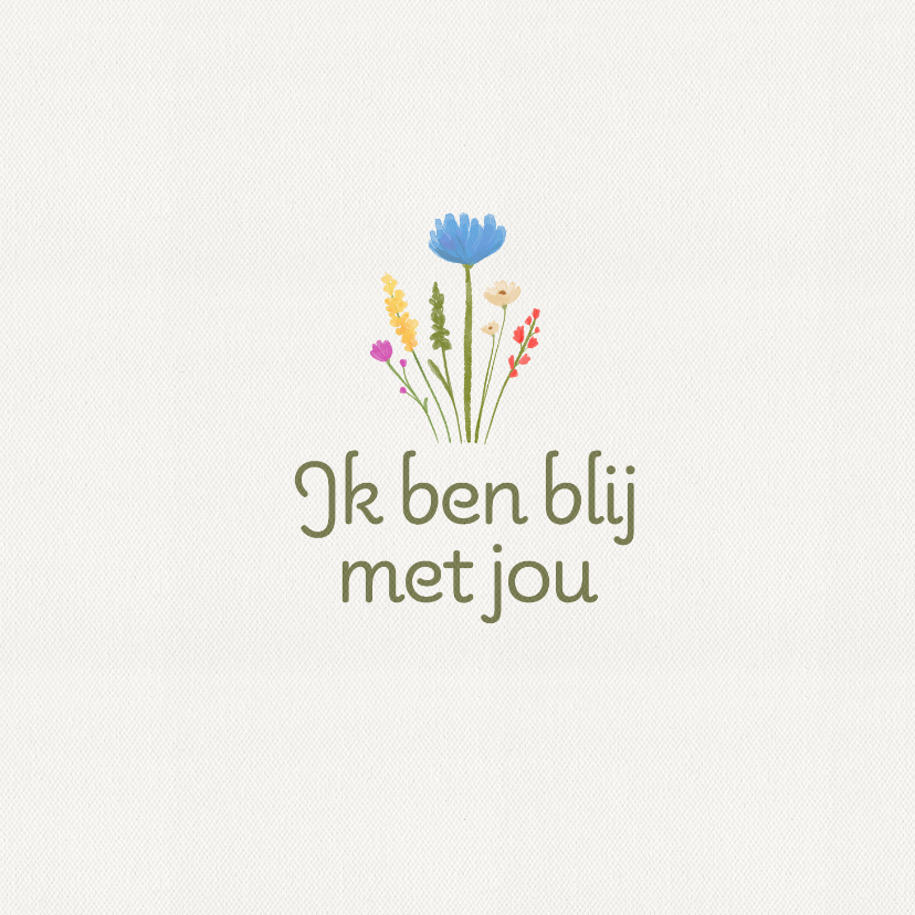 Wenskaarten - Wenskaart blij met jou subtiel bloemen minimalistisch