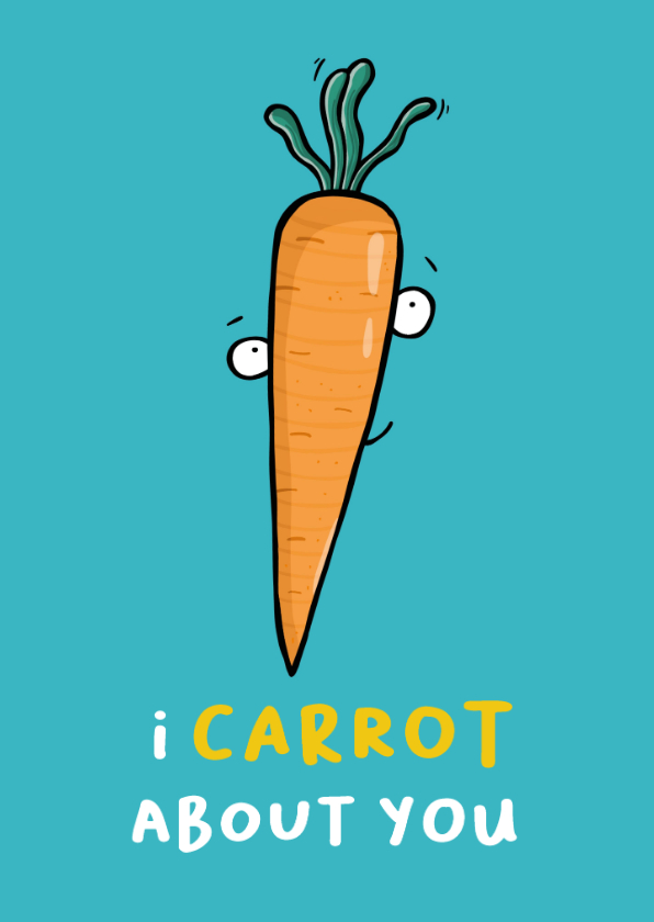 Wenskaarten - Wenskaart i carrot about you wortel