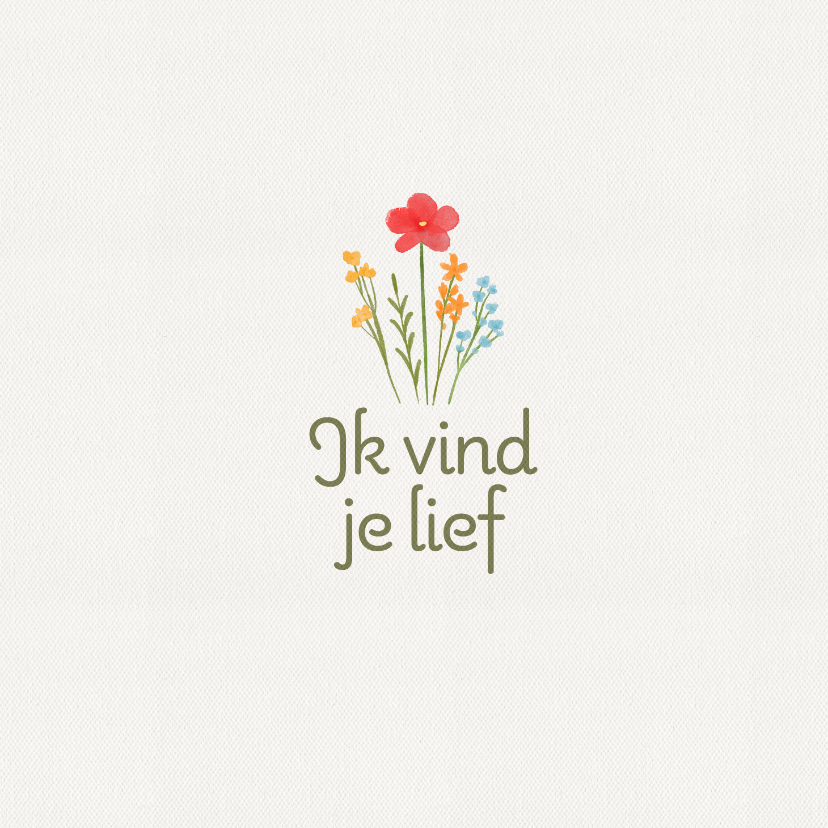 Wenskaarten - Wenskaart ik vind je lief subtiel bloemen minimalistisch