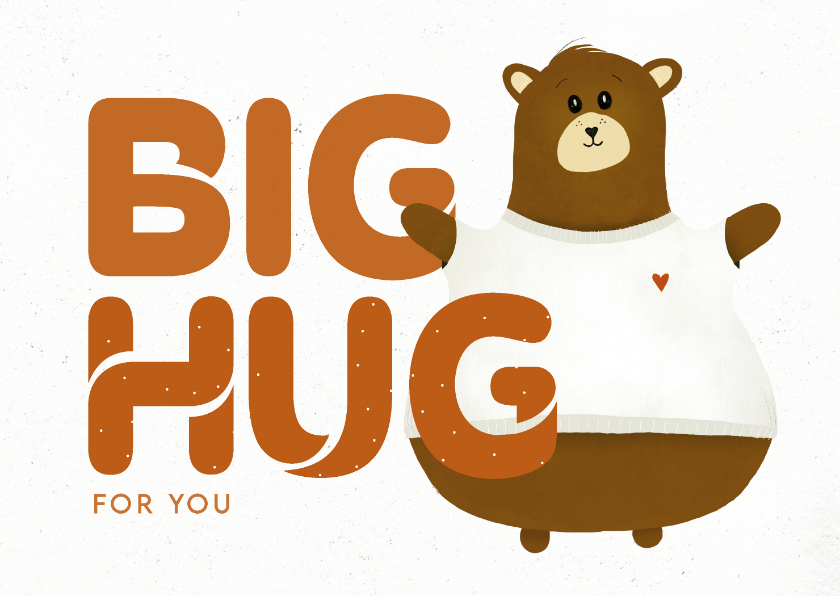 Wenskaarten - Wenskaart met grote beer 'Big hug for you'